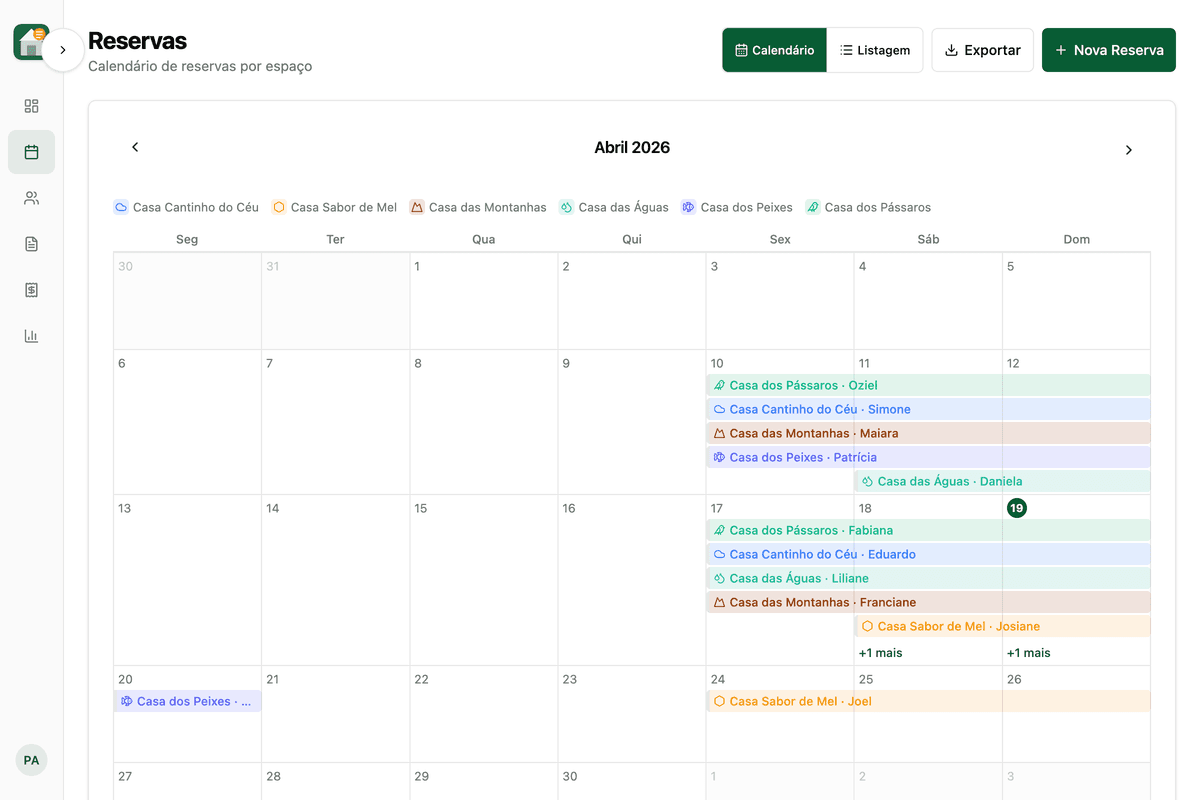 Calendário de reservas